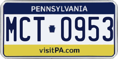 PA license plate MCT0953