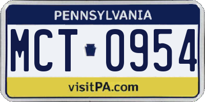 PA license plate MCT0954