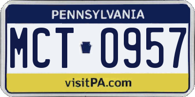 PA license plate MCT0957