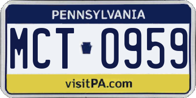 PA license plate MCT0959