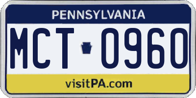 PA license plate MCT0960