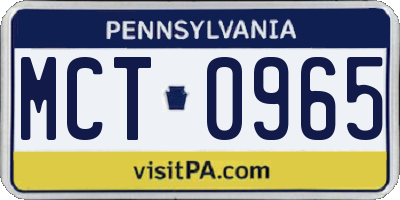 PA license plate MCT0965