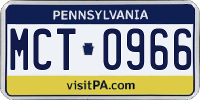 PA license plate MCT0966
