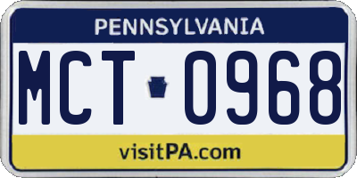 PA license plate MCT0968