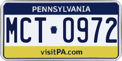 PA license plate MCT0972