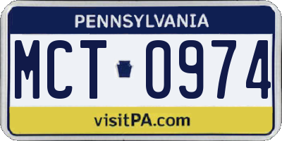 PA license plate MCT0974
