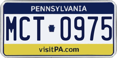 PA license plate MCT0975
