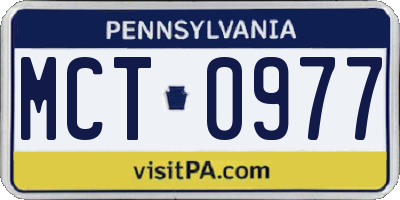 PA license plate MCT0977