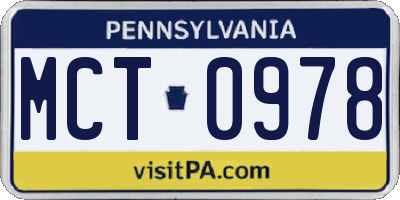 PA license plate MCT0978