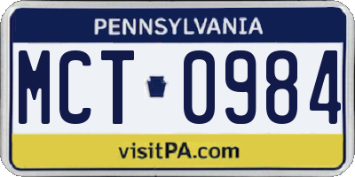 PA license plate MCT0984