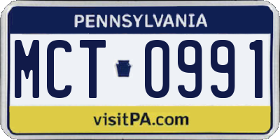 PA license plate MCT0991