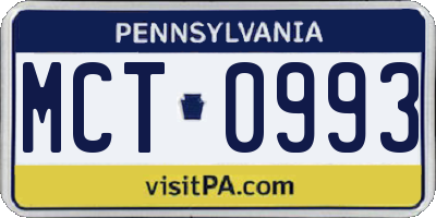 PA license plate MCT0993