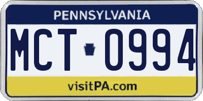 PA license plate MCT0994
