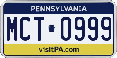 PA license plate MCT0999