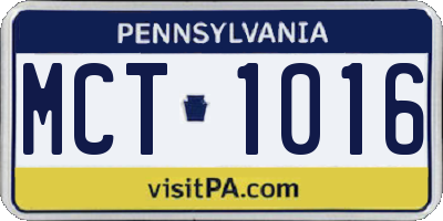PA license plate MCT1016