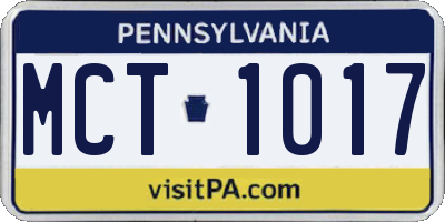 PA license plate MCT1017
