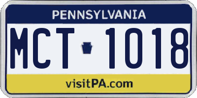 PA license plate MCT1018