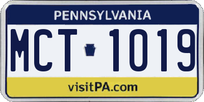 PA license plate MCT1019