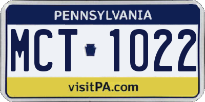 PA license plate MCT1022