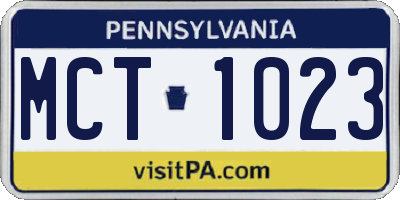 PA license plate MCT1023
