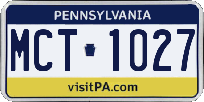 PA license plate MCT1027