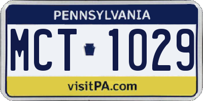 PA license plate MCT1029