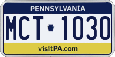 PA license plate MCT1030