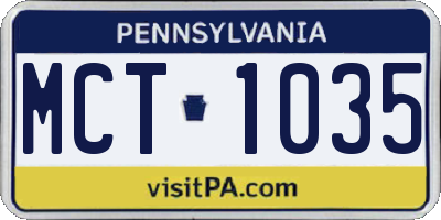 PA license plate MCT1035