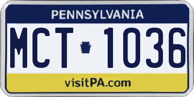 PA license plate MCT1036