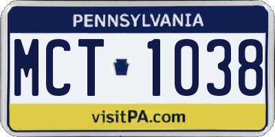 PA license plate MCT1038