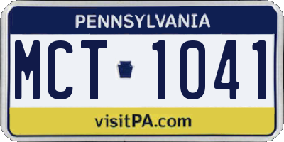 PA license plate MCT1041