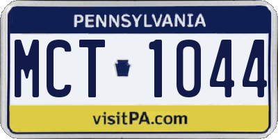 PA license plate MCT1044