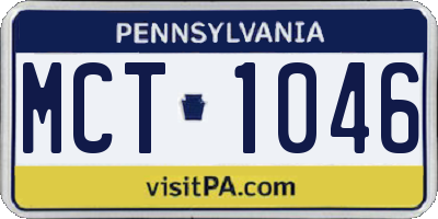 PA license plate MCT1046