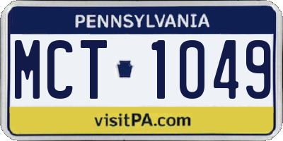 PA license plate MCT1049