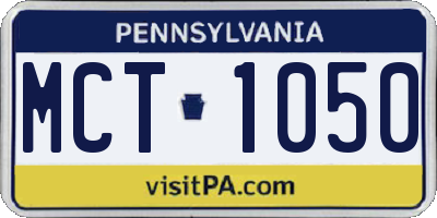 PA license plate MCT1050