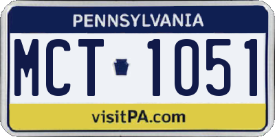 PA license plate MCT1051