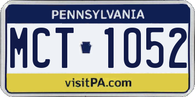 PA license plate MCT1052