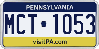 PA license plate MCT1053