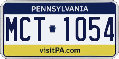PA license plate MCT1054