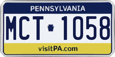 PA license plate MCT1058