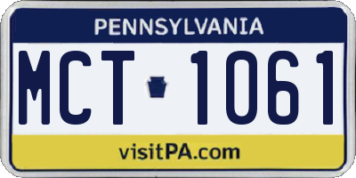 PA license plate MCT1061