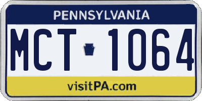 PA license plate MCT1064