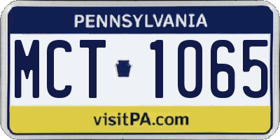 PA license plate MCT1065