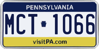PA license plate MCT1066