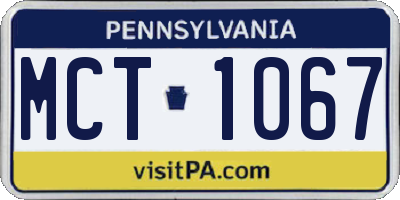 PA license plate MCT1067