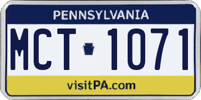 PA license plate MCT1071