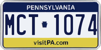 PA license plate MCT1074