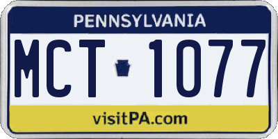 PA license plate MCT1077