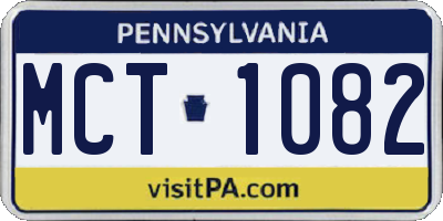 PA license plate MCT1082