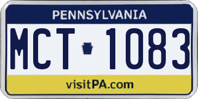 PA license plate MCT1083